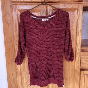 Roxy Cotton Loose Knit Merlot Sweater Y2K